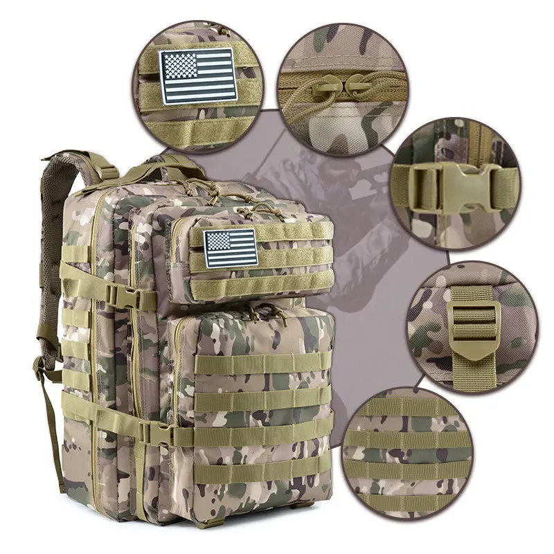 사용자 정의 로고 45L 대용량 배낭 야외 여행 가방 남성 몰 체육관 장비 야외 하이킹 전술 배낭 가방