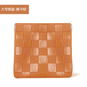 Simple couleur unie en peluche porte-monnaie carte sac de rangement Portable double pli et sac d'organisation damier grille étui pour casque - Product Image 4