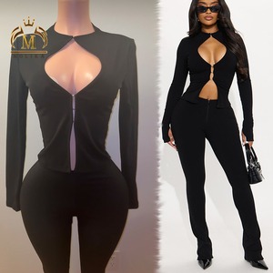 Recém-chegados Roupas Femininas Casaco Crop e Calças Compridas 2 Peça Set Y2K Lady Two Piece Set Outono Mulheres Outfits 2026 - Product Image 1