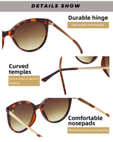 Lunettes de soleil œil de chat personnalisées avec logo, protection UV400, monture PC+métal, verres TAC dégradés, effet écaille de tortue, couleur personnalisée, OEM