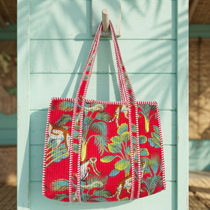 Cotton Hand Block Printed Quilted <b>Storage</b> Tote <b>Bags</b> Traditional Indian Design Handcrafted French Country Style Durable Large - Product Image 2
