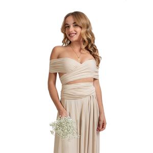 Vestido de Noche Elegante Italiano Ecológico de Bambú Convertible, con Encaje, Largo hasta el Suelo, Natural, Sólido, Antiestático, para Boda - Product Image 2