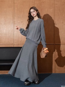 Áo len cotton dệt kim Cáp maxi váy dễ dàng ấm cúng sang trọng phụ nữ quần áo cotton dây đan phù hợp với Bộ áo len - Product Image 2