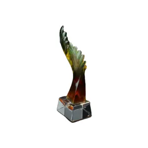 Hitop Colourful Liuli Wing Trophy Award Angle Liuli Awards With Clear Crystal Base with Customized Engraving