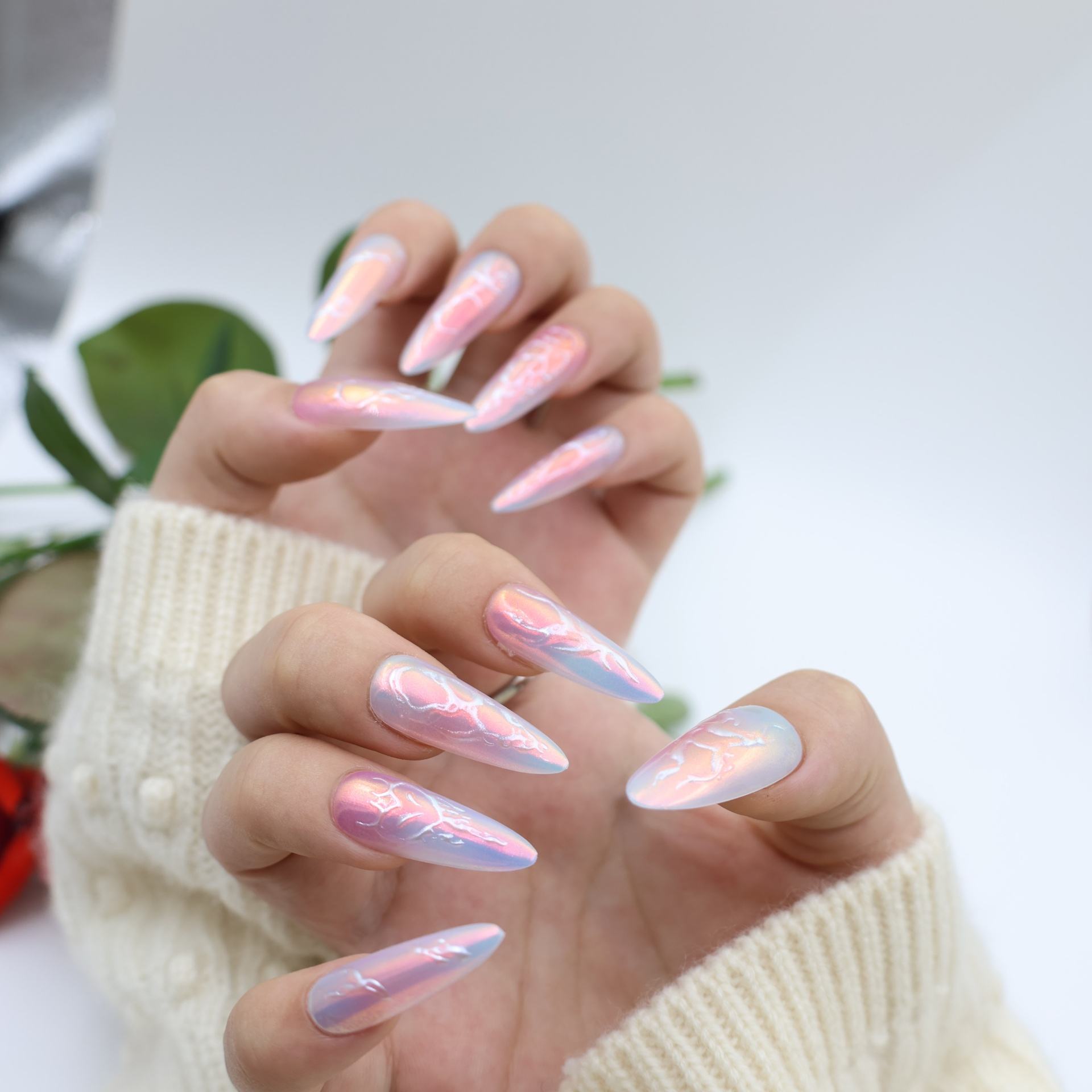 T581 Direct Selling Acrylic Artificial Fingernails Gilding Artificial Fingernails Manicure Wire False Nails