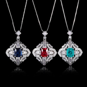 Premium Matte Finish Eco-friendly <b>Copper</b> 8*10mm Red Cubic Zirconia Jewelry High Quality Dainty Woman Personalize Necklace - Product Image 2