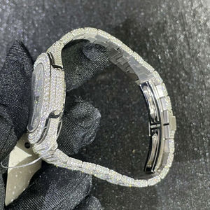 Montre à <span class=keywords><strong>quartz</strong></span> en acier inoxydable de luxe, édition limitée, boîtier entièrement serti de diamants naturels, mouvement Seiko, analogique-numérique, cristal saphir 10 - Product Image 1