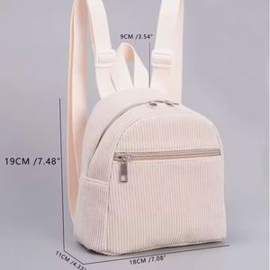 Sac à dos mini en velours côtelé pour femme, broderie, fermeture éclair, poche intérieure, personnalisable avec nom au crochet, petit format, vente en gros - Product Image 5