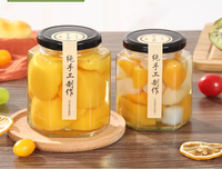 Pot à miel hexagonal en verre SPM 500g, écologique, non toxique, compatible lave-vaisselle, avec couvercle à vis, pour la cuisine et les réceptions