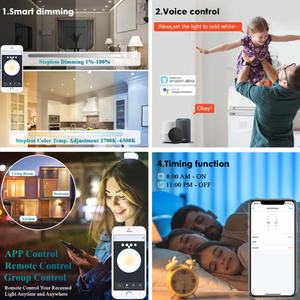 Downlight LED encastré SMD2835 RGB à intensité variable, changement de température de couleur (CCT), contrôle intelligent Zigbee Tuya - Product Image 6