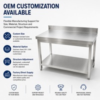 Table de travail en acier inoxydable 304 avec dosseret, robuste, pour cuisine commerciale, directement de l'usine
