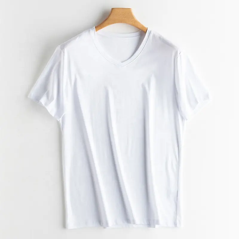 Мужские Простые Белые футболки с V-образным вырезом от производителя