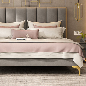 Цена по прейскуранту завода-изготовителя, двуспальная кровать из бархата в сером цвете, высококачественное покрывало с удобной обивкой - Product Image 2