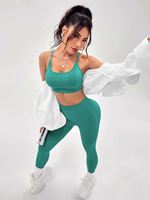 Ensemble soutien-gorge et legging de fitness pour femme, léger, compressif, doux, extensible dans les quatre sens, coupe en V, sans couture, effet push-up fessier et dos froncé