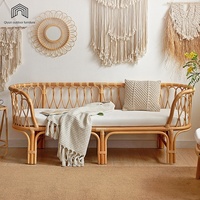 Sofá Cama Doble de Madera Maciza Moderna para Hotel u Hogar, con Ratán Natural, para Tres Personas, Impermeable, con Protección Solar, Chaise Longue de Descanso