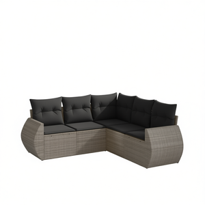 Dark Gray <b>Rattan</b> Garden <b>Sofa</b> Set 6 Seater Outdoor Contemporary Design - Product Image 1