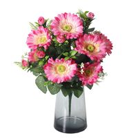 Buket Bunga Gerbera Daisy Buatan Pabrik, Bunga Sutra Imitasi, Rangkaian Bunga Krisan Afrika Palsu, Bunga Artifisial untuk Pemakaman, Dekorasi Rumah