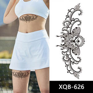 Autocollants de tatouage temporaire imperméables multifonctions personnalisés à fleurs noires sexy de la <span class=keywords><strong>série</strong></span> XQB, papier pour le corps et le visage - Product Image 6