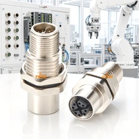 Adaptateur traversant M12 à 8 broches X-Coded mâle-femelle CAT6A pour vision industrielle et armoire de contrôle d'automatisation industrielle