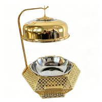Ensemble de chauffe-plats suspendus de luxe en acier inoxydable doré 8L avec base ajourée pour buffet, idéal pour hôtels et banquets de mariage