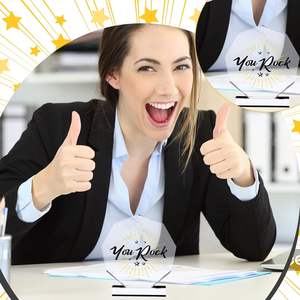 รางวัลถ้วยรางวัลแสดงความซาบซึ้งพร้อมฐานสี่เหลี่ยม 3.54 นิ้วถ้วยรางวัลอะคริลิคของขวัญสําหรับผู้ใหญ่และเด็ก คุณทํามันได้ดี ทํางานได้ดี - Product Image 3