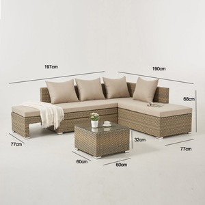 Canapé d'angle en rotin tressé PE, mobilier de <span class=keywords><strong>salon</strong></span>, canapé-lit en rotin - Product Image 2