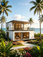 Unité de logement modulaire européenne à deux étages en acier léger, type Granny Flat, maison préfabriquée en conteneur avec balcon pour Airbnb et location de vacances à la plage
