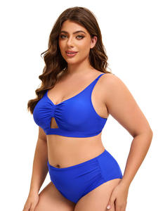 Traje de baño de fitness ecológico para Mujeres Europeas americanas de talla grande elegante patrón sólido estampado recortado diseño trasero Sexy - Product Image 3