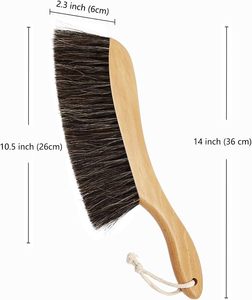 Brosse à poils de cheval à manche en bois, balai à poussière pour le nettoyage de la maison, dépoussiéreur pour comptoir, meubles, banc, cheminée, nettoyage - Product Image 2