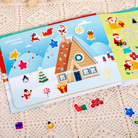 Cadeaux de Noël pour bébés : Livre éducatif interactif et silencieux avec autocollants en gel réutilisables, jouet portable pour la maternelle, pour les tout-petits
