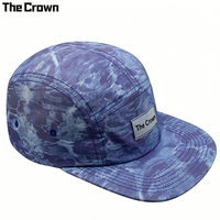 Casquette de camping 5 panneaux à motif marbré avec logo personnalisé, effet vague d'eau, vente en gros, avec patch tissé, fabricant