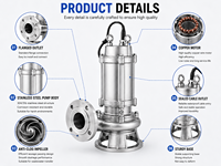 Pompe submersible en acier inoxydable SS316 de 1,5 CV, haute pression, haut débit, anti-colmatage, pour boues et applications chimiques industrielles dans les canalisations d'égouts