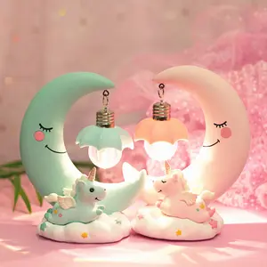 Girly Heart Cute Ins Desktop Decoration Cartoon Unicorn Bedroom Warm Night Light Small Table Lamp