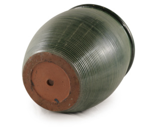 Pot de fleurs en céramique, finition brillante, vert forêt, texture côtelée horizontale fine, écologique, durable, pour intérieur, extérieur, jardin, patio - Product Image 6