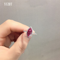 Bague en argent 925 avec diamant de 1 à 2 carats, taille brillant, testée, forme œil de cheval rose, moissanite, cadeau de mariage, bijoux fins