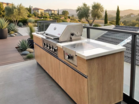 Évier de cuisine extérieur personnalisé JOYEDA avec réfrigérateur et four, équipement modulaire en acier inoxydable pour les fêtes de jardin