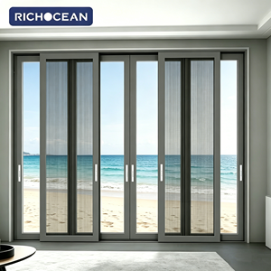 Porte coulissante télescopique minimaliste personnalisée RICHOCEAN en aluminium avec moustiquaire pour patio - Product Image 1