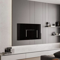 Meuble TV mural en bois massif personnalisable - Ensemble de rangement modulaire grande capacité, luxe moderne, éclairage LED en option pour salon