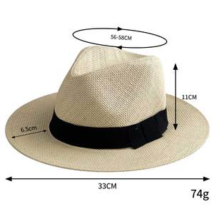 Sombrero Panamá <span class=keywords><strong>de</strong></span> Paja al por Mayor, Gorra <span class=keywords><strong>de</strong></span> Sol <span class=keywords><strong>de</strong></span> Moda para Verano y Playa, Sombreros Panamá <span class=keywords><strong>de</strong></span> Paja Personalizados para Hombres y Mujeres - Product Image 2