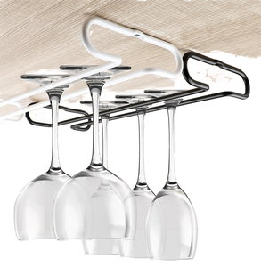 Organizzatore da Cucina <span class=keywords><strong>Salvaspazio</strong></span>, Mensola a Muro Moderna in Metallo, Portabottiglie e Portabicchieri da Vino Sospeso Sotto il Mobile - Product Image 1