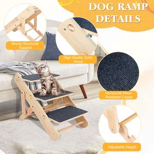 Rampas de madera para mascotas para perros y gatos pequeños y grandes rampa plegable para perros escalones ajustables para coche camión SUV cama sofá escaleras - Product Image 4