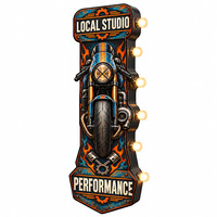 Enseigne LED personnalisée pour moto, style vintage, en métal, pour garage, atelier de motard, décoration murale