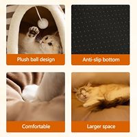 Lit pour chat triangulaire mignon, confortable et chaud, tente tipi douillette, tunnel pour chiens et chats, lit en peluche doux, lavable, niche pour animaux de compagnie