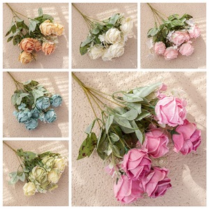 Bouquet de roses en soie moins cher, fleurs de mariage, décoration, fleurs artificielles en forme de rose - Product Image 3