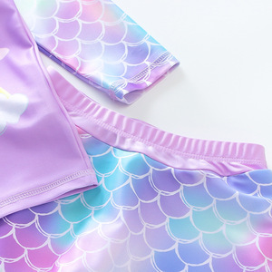 Traje de baño de dos piezas de manga larga para niñas, UPF 50, de secado rápido, con protección solar, para niños de 6 a 10 años - Product Image 1