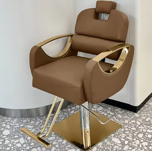 Neuer weißer Salon-Friseurstuhl aus galvanisiertem Metall, einfach zu bedienender Friseurstuhl aus Leder zum Färben und Stylen, umkehrbar - Product Image 2