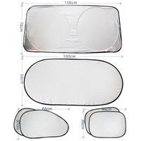 Pare-soleil de voiture pliable en gros, isolation thermique, lot de 6, en tissu argenté, protection solaire pour pare-brise