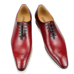 Chaussures Oxford élégantes et légères pour hommes, en cuir véritable de haute qualité, de luxe, à bout carré, à lacets, antidérapantes et respirantes - Product Image 4