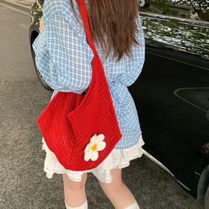 Sac à main pour femme en paille tissée grande capacité, printemps, fleurs, fermeture éclair, doublure en coton, sac à bandoulière creux, sac de plage, sac de voyage - Product Image 4