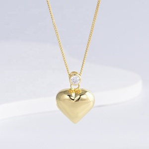 wholesale plata 925 silver geometric 18k gold western necklace Everyday Wear simple women Circle heart zircon Charm necklaces - Product Image 2
